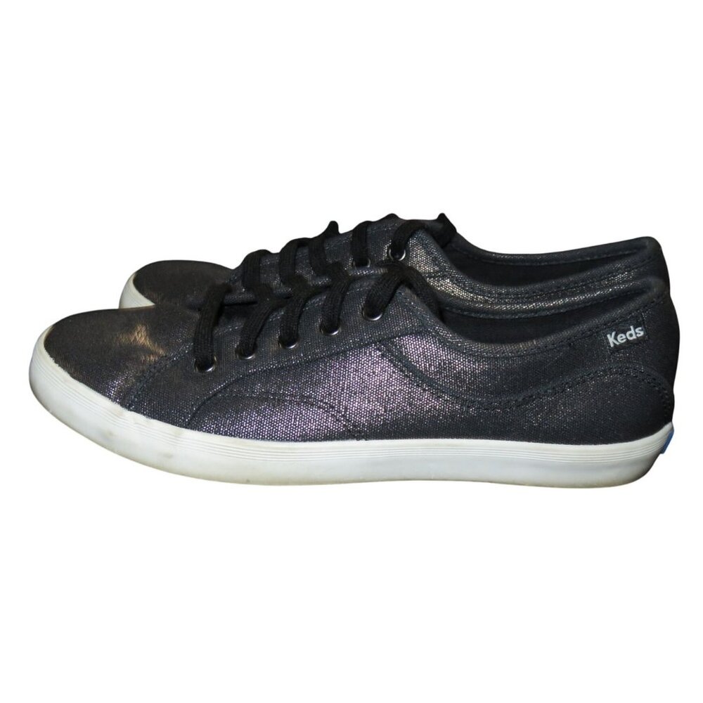 Keds Coursa Gunmetal Silver Metallic Lace Up Sneakers with soft shine size 7